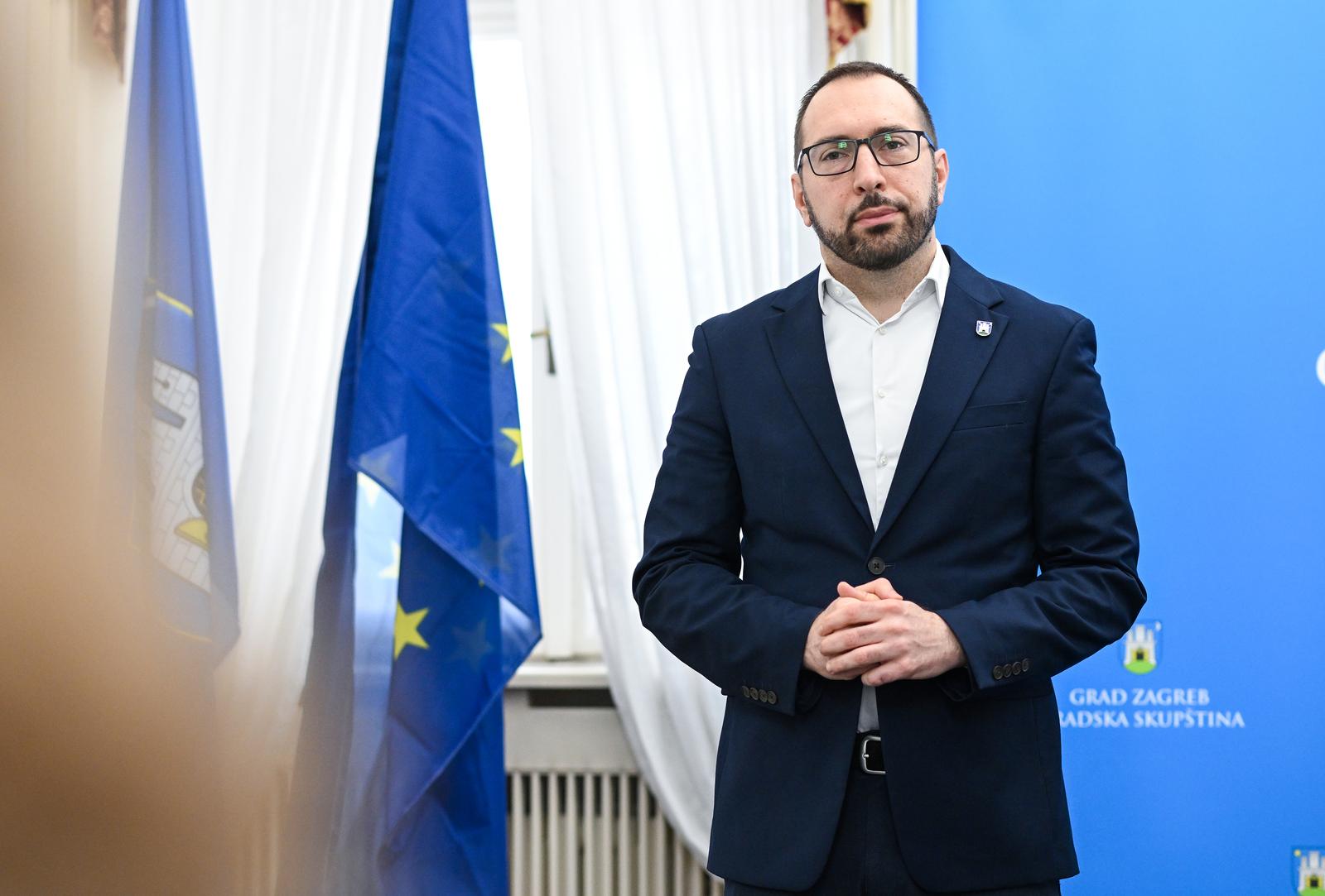 28.12.2023., Zagreb - Konferencija za medije zagrebackog gradonacelnika Tomislava Tomasevica i predsjednika zagrebacke Gradske skupstine Joska Klisovica na temu "Osvrt na 2023. i planovi za 2024. godinu". Photo: Neva Zganec/PIXSELL