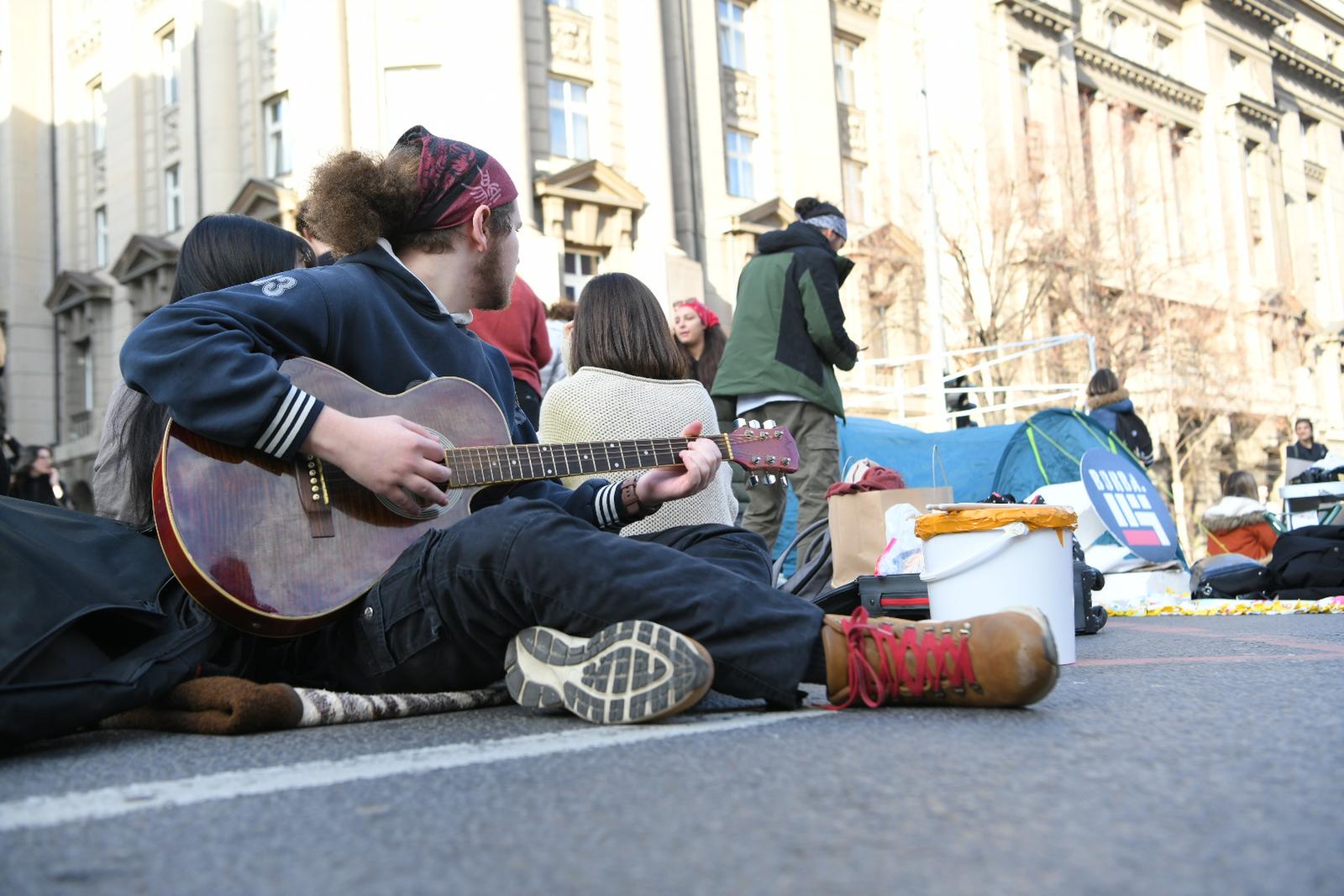 29, December, 2023, Belgrade - The beginning of a 24-hour student blockade at the corner of Bircaninova and Knez Milos intersections due to the alleged theft of votes in the elections on December 17. . Photo: A. H./ATAImages.

29, decembar, 2023, Beograd - Pocetak 24 casovne blokade studentata na uglu raskrsnica Bircaninove i Kneza Milosa zbog navodne kradje glasova na izborima 17. decembra. . Photo: A. H./ATAImages. Photo: A. H./ATAImages/PIXSELL