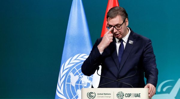 Serbia's President Aleksandar Vucic delivers a national statement at the World Climate Action Summit during the United Nations Climate Change Conference (COP28) in Dubai, United Arab Emirates, December 1, 2023. REUTERS/Thaier Al Sudani Photo: THAIER AL-SUDANI/REUTERS