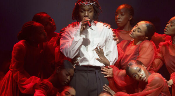 FILE - Kendrick Lamar performs at the Glastonbury Festival in Worthy Farm, Somerset, England, on June 26, 2022. Lamar, Foo Fighters and ODESZA will headline the Bonnaroo Music and Arts Festival in June 2023 in Tennessee. The Pulitzer Prize-winning rapper last headlined Bonnaroo in 2015 and released his new album “Mr. Morale & The Big Steppers” last year. (AP Photo/Scott Garfitt, File)