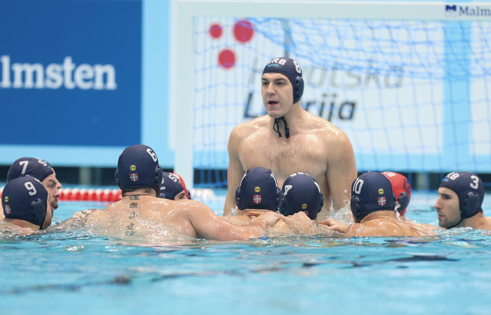 Zagreb, 10.01.2024 - Utakmica osmine finala Europskog prvenstva u vaterpolu. Francuska - Srbija. Na slici vaterpolisti Srbije.
foto HINA/ Damir SENČAR/ ds