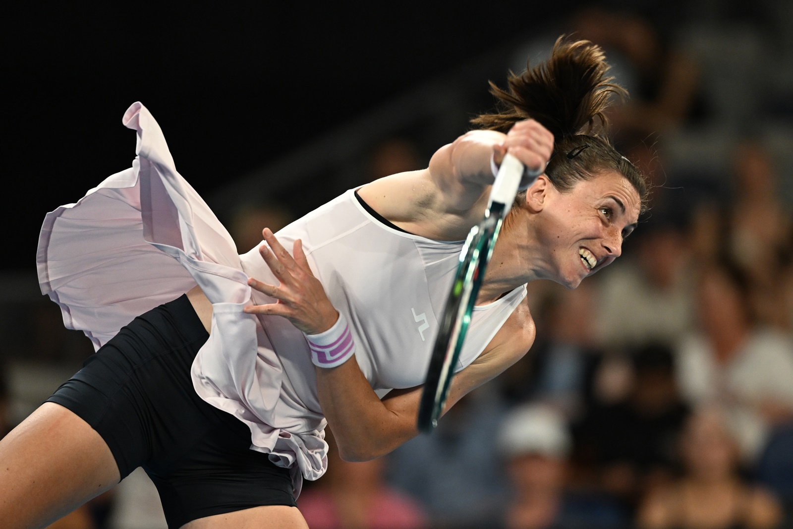 epa11082375 Petra Martic of Croatia in action during her first round match against Ajla Tomljanovic of Australia on Day 3 of the 2024 Australian Open at Melbourne Park in Melbourne, Australia, 16 January 2024.  EPA/JAMES ROSS AUSTRALIA AND NEW ZEALAND OUT