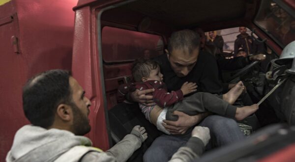 epa11083502 An injured child is brought to Nasser Hospital in Khan Yunis, southern Gaza Strip, 16 January 2024, following Israeli air strikes on the southern Gaza Strip. More than 24,000 Palestinians and at least 1,300 Israelis have been killed, according to the Palestinian Health Ministry and the Israel Defense Forces (IDF), since Hamas militants launched an attack against Israel from the Gaza Strip on 07 October, and the Israeli operations in Gaza and the West Bank which followed it.  EPA/HAITHAM IMAD