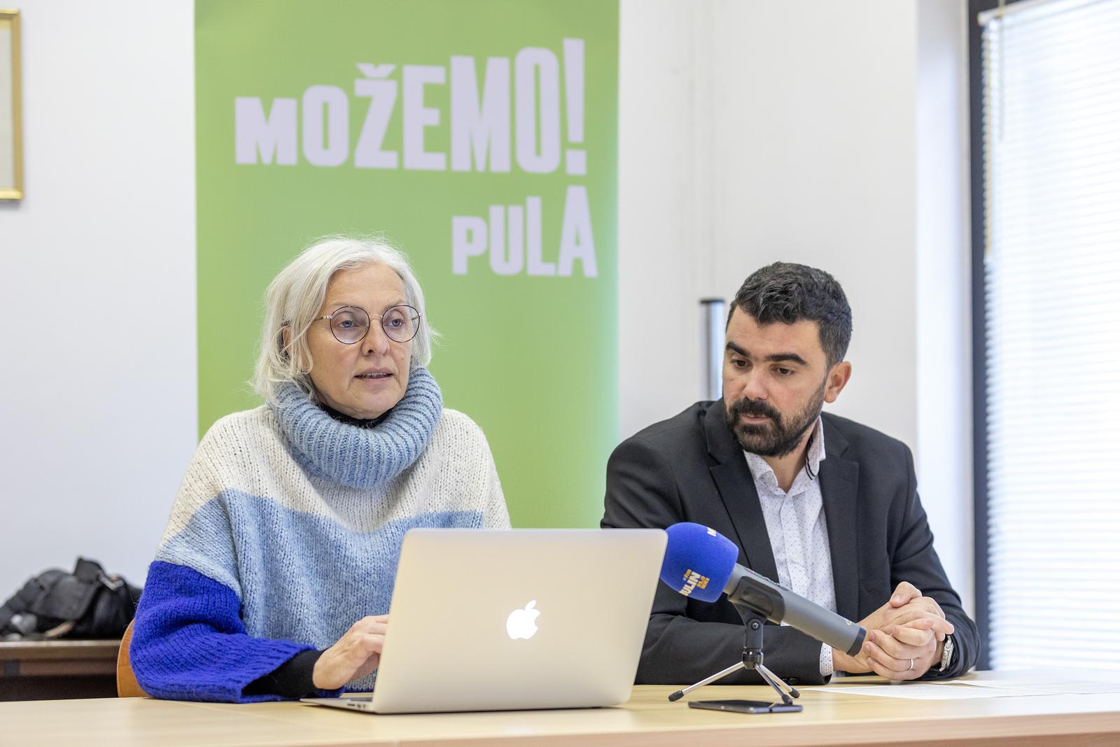 01.03.2023.., Pula- 
Mozemo Pula odrzala je  konferenciju na temu prioriteti financiranja izgradnje lucke infrastrukture Lucke uprave Pula. Konferenciji su prisustvovali Noel Mirkovic , Dusica Radojcic te Slaven Boljun. Photo: Srecko Niketic/PIXSELL