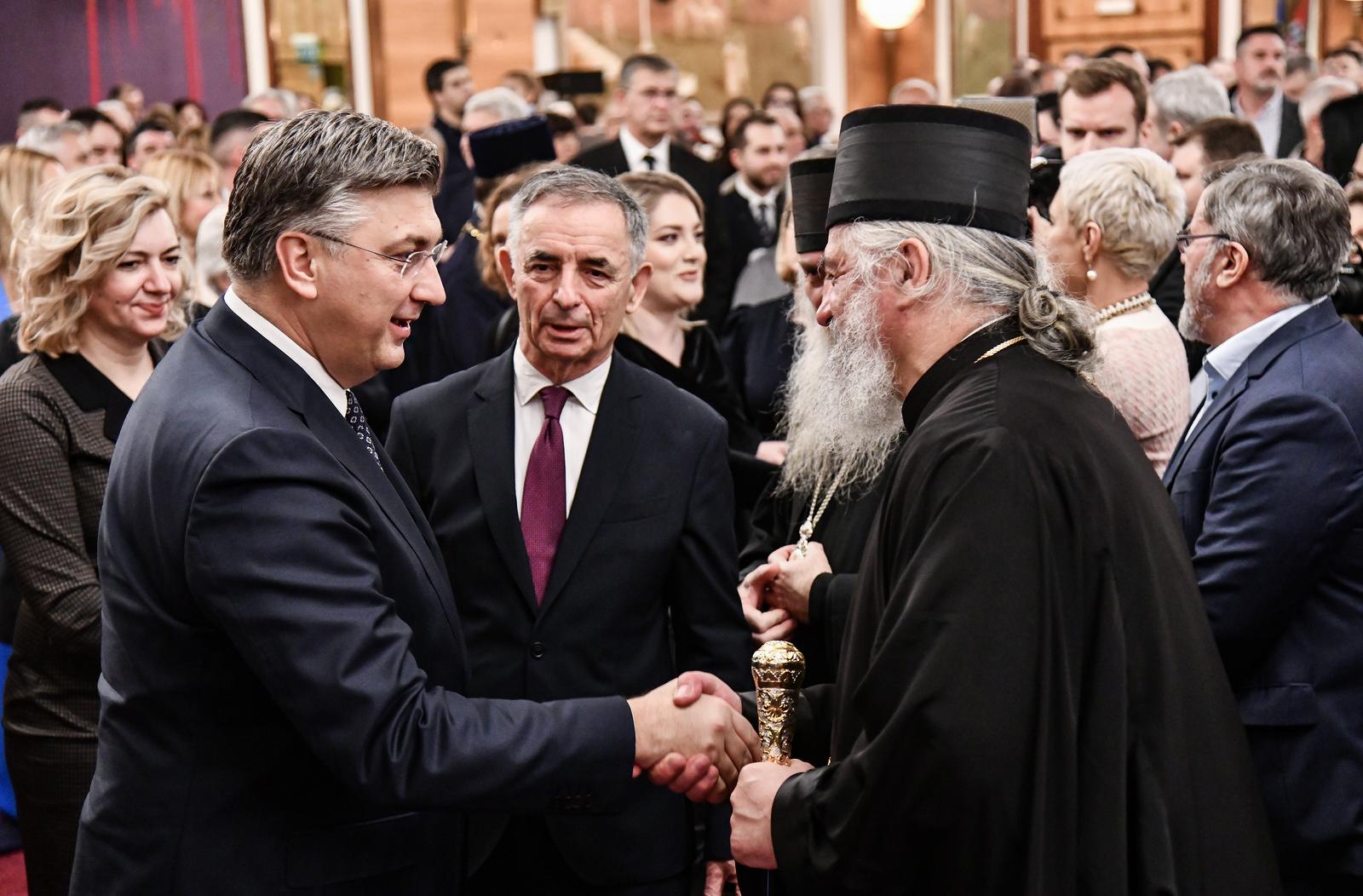 06.01.2024., Zagreb - Proslava Pravoslavnog Bozica u hotelu Westin. Premijer Andrej Plenkovic, Milorad Pupovac Photo: Josip Regovic/PIXSELL