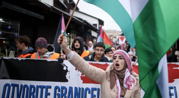 07.01.2024., Sarajevo, Bosna i Hercegovina - Prosvjed gradjana Sarajeva u znak podrske Palestini. Photo: Armin Durgut/PIXSELL