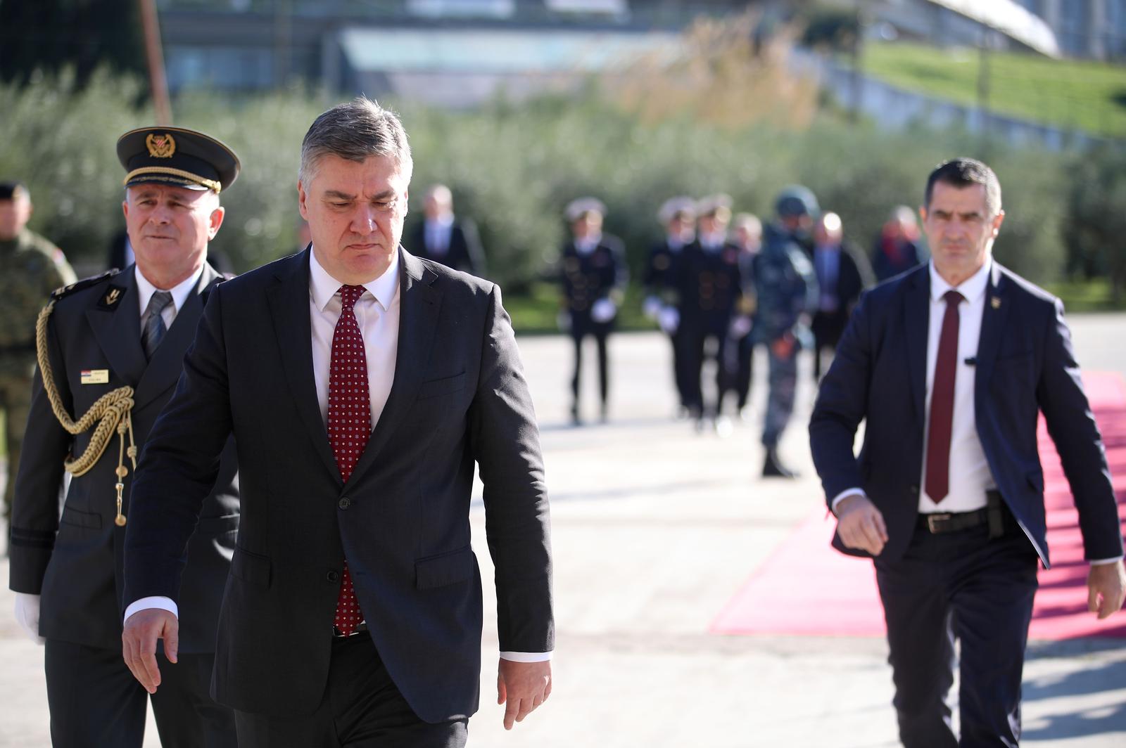 12.01.2024., Split - U Domu Hrvatske vojske "General-bojnik Ivo Jelic" odrzana je svecanost primopredaje duznosti zapovjednika Hrvatske ratne mornarice. predsjednik RH Zoran Milanovic Photo: Zvonimir Barisin/PIXSELL