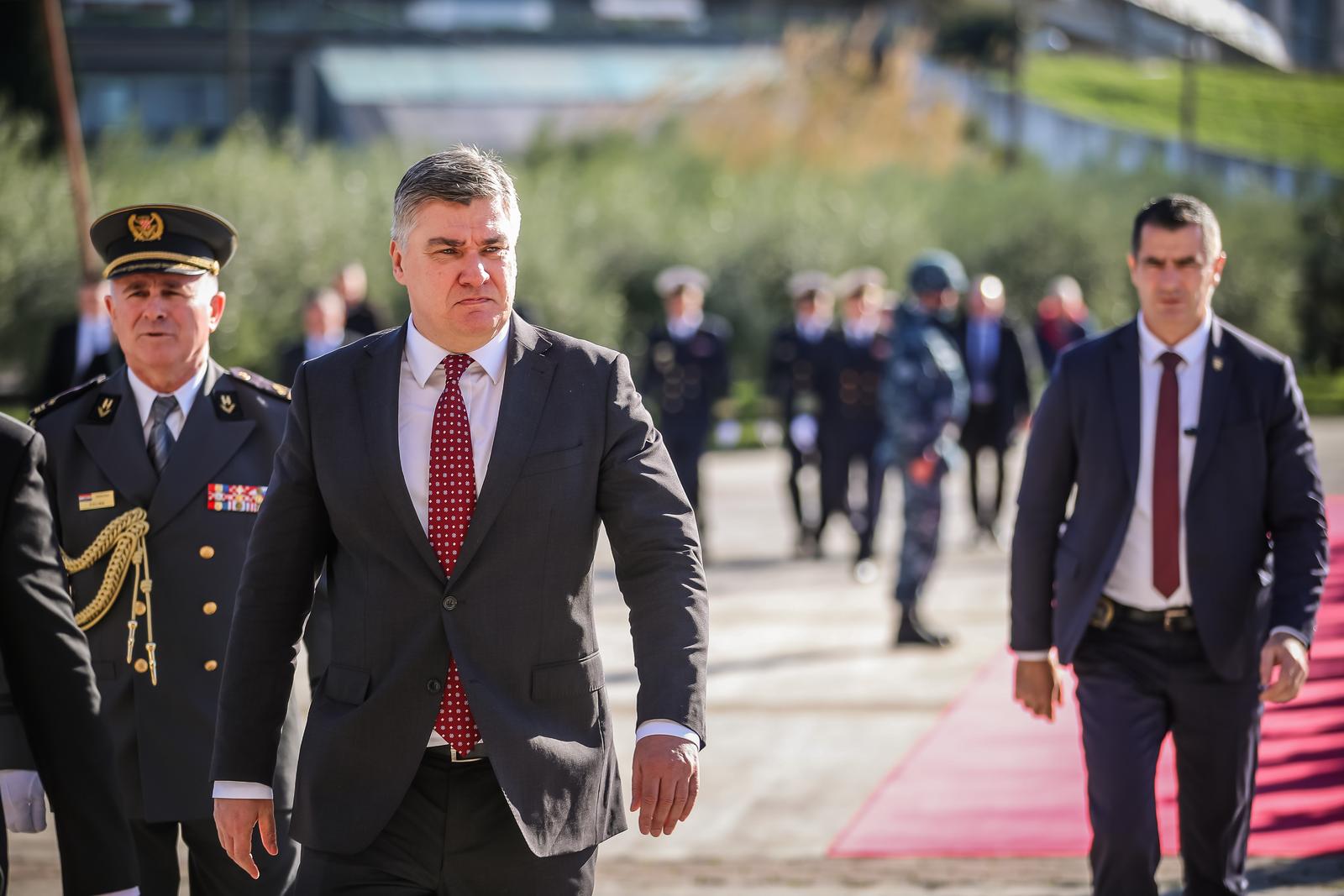 12.01.2024., Split - U Domu Hrvatske vojske "General-bojnik Ivo Jelic" odrzana je svecanost primopredaje duznosti zapovjednika Hrvatske ratne mornarice. Predsjednik Zoran Milanovic. Photo: Zvonimir Barisin/PIXSELL
