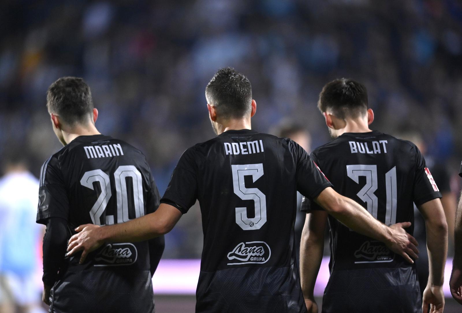 12.11.2023., Rijeka - SuperSport prva Hrvatska nogometna liga, 15. kolo, HNK Rijeka - GNK Dinamo. Antonio Marin, Arijan Ademi, Marko Bulat Photo: Igor Soban/PIXSELL