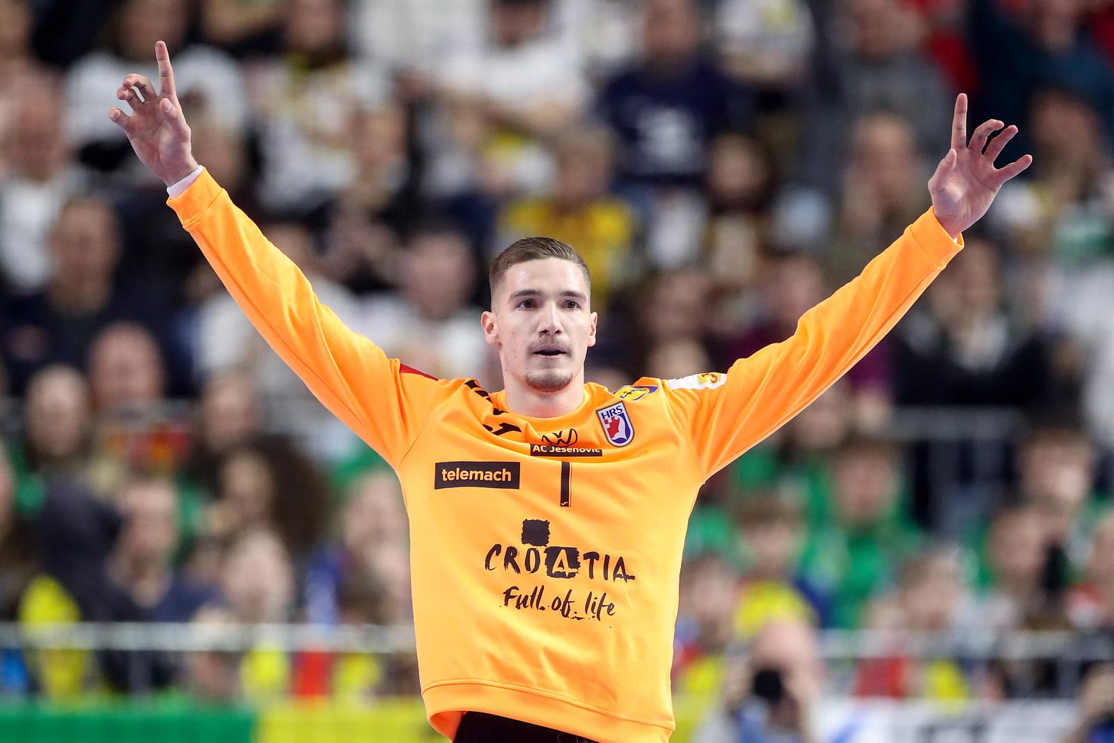 18.01.2024., Njemacka, Koeln - EHF Europsko prvenstvo u rukometu 2024. u Njemackoj. Drugi krug, Francuska - Hrvatska. Dominik Kuzmanovic. Photo: Sanjin Strukic/PIXSELL