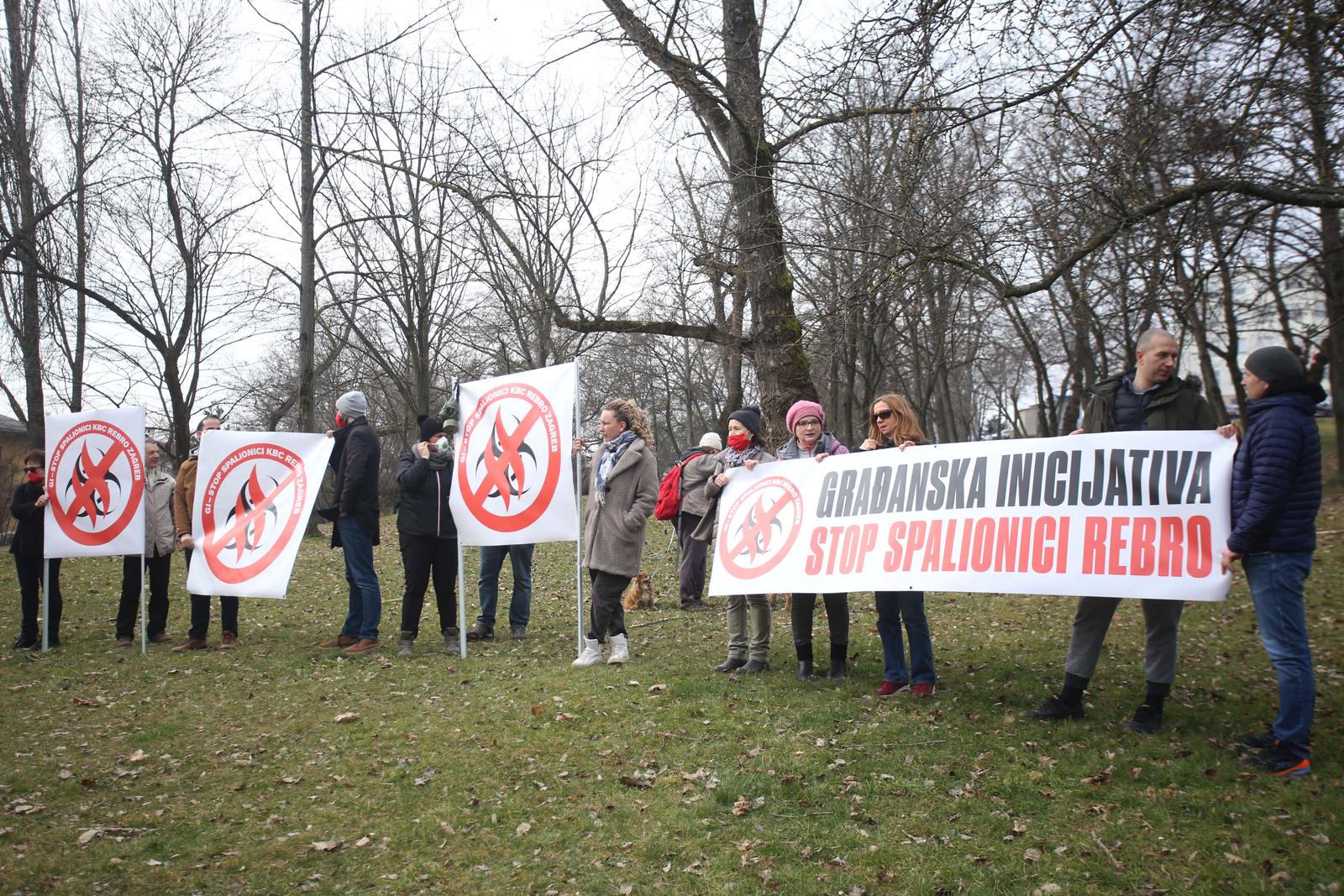 18.02.2023., Zagreb - Gradanska inicijativa Stop Spalionici Rebro organizirala je prosvjed protiv izgradnje spalionice. Photo: Lovro Domitrovic/PIXSELL