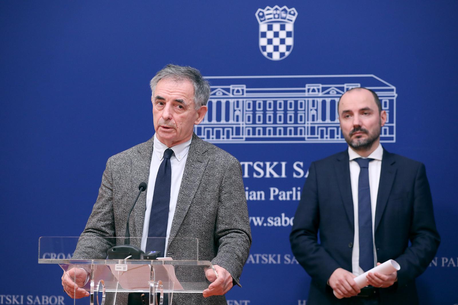 19.01.2023., Zagreb - Na konferenciji za medije odrzanoj u Saboru o temi: ˝Govor mrznje˝ govorili su zastupnici Milorad Pupovac i Boris Milosevic. Photo: Patrik Macek/PIXSELL