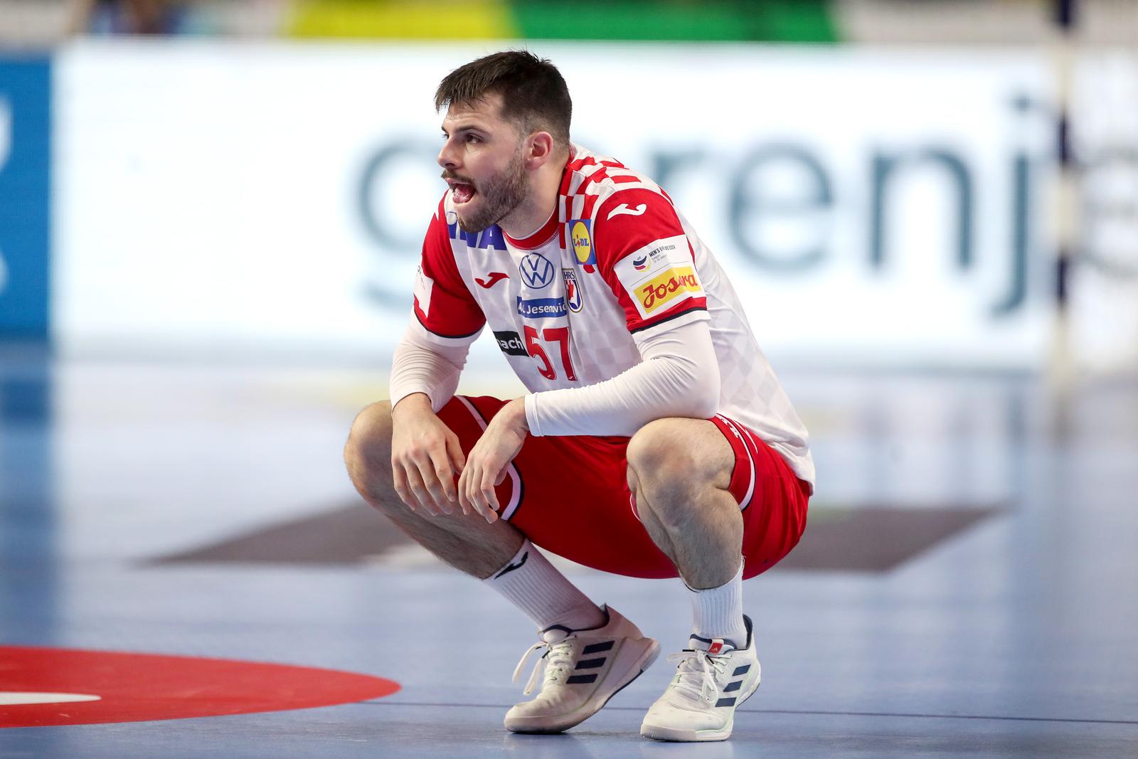 20.01.2024., Lanxess Arena, Koeln, Njemacka - EHF Europsko prvenstvo u rukometu 2024. u Njemackoj. Drugi krug, skupina 1, Madjarska - Hrvatska. Filip Glavas. Photo: Sanjin Strukic/PIXSELL