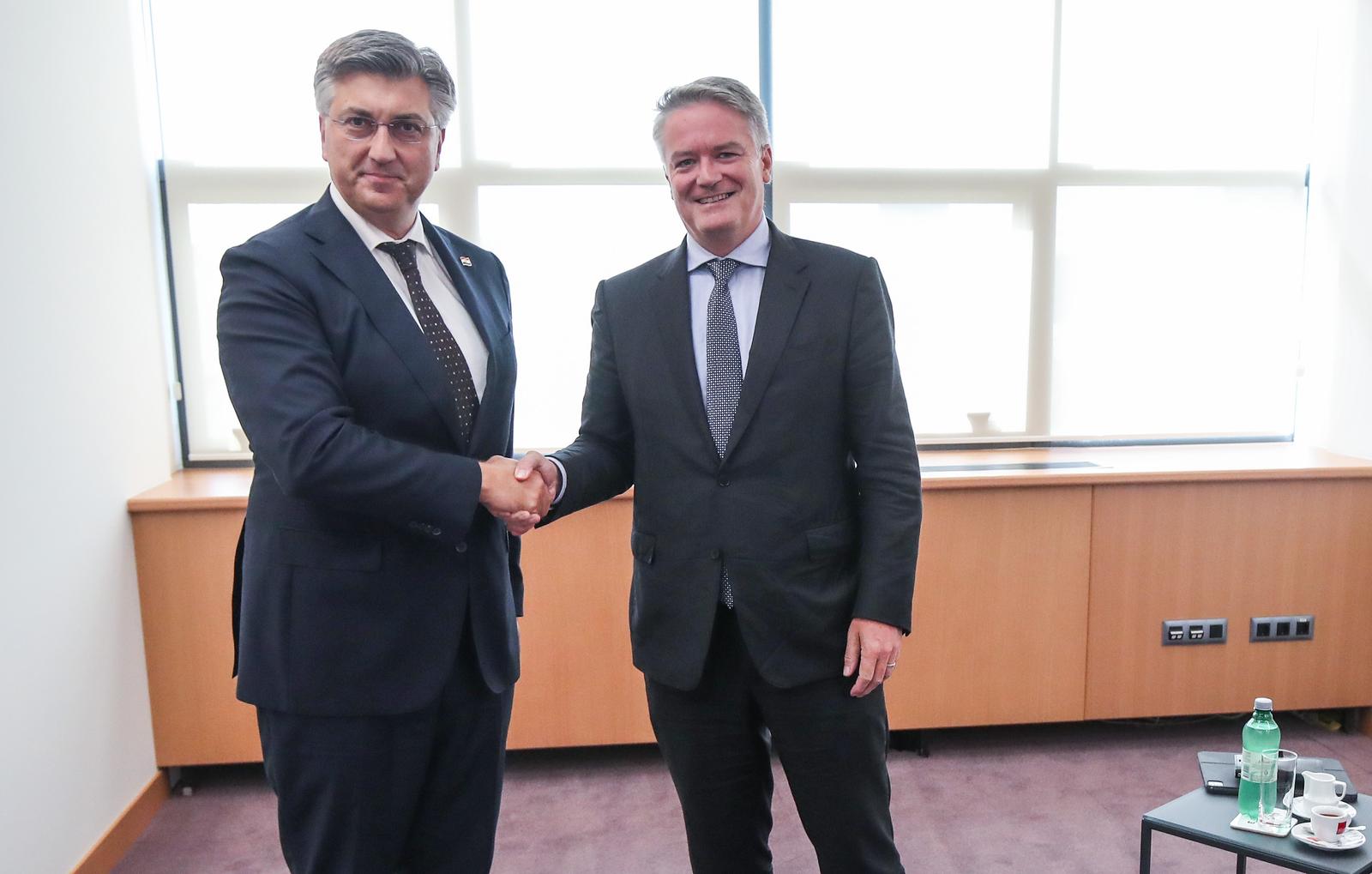 21.09.2023., Zagreb -Andrej Plenkovic sastao  se s glavnim tajnikom Organizacije za gospodarsku suradnju i razvoj (OECD) Mathiasom Cormannom, u zgradi NSK Photo: Slavko Midzor/PIXSELL