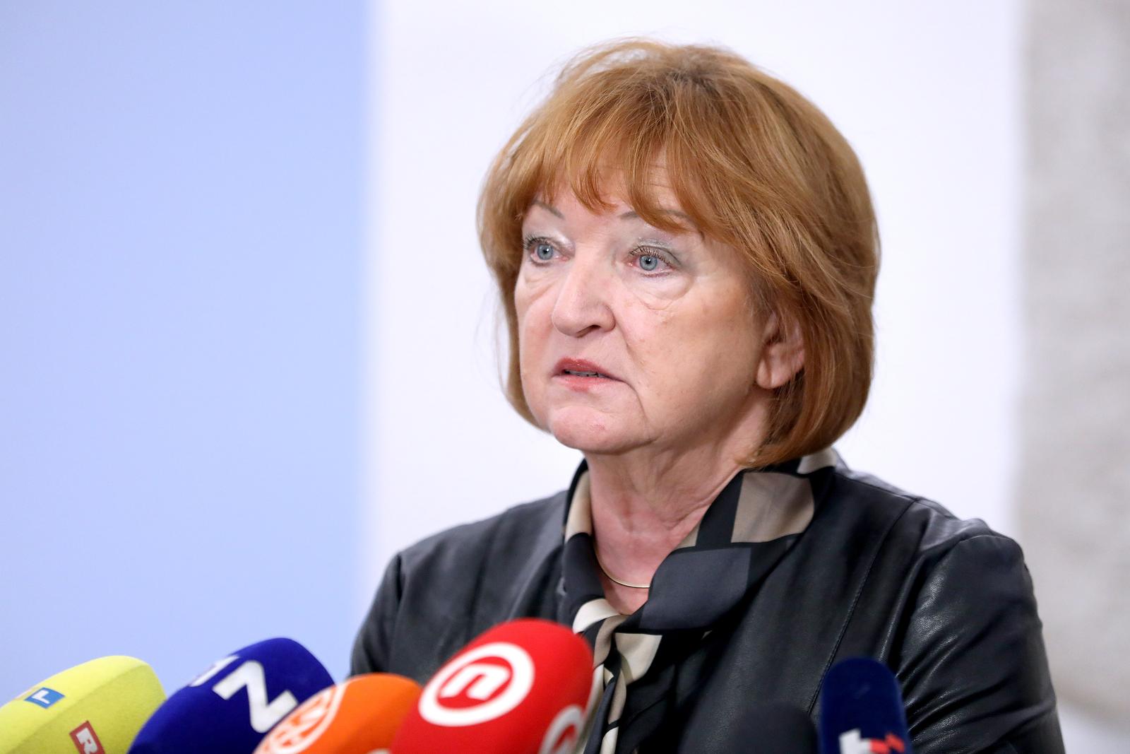 22.11.2023., Zagreb - U Saboru je pocela 70., tematska sjednica Odbora za pravosudje na kojoj se raspravlja o temi "Agrokor i pravni polozaj Republike Hrvatske". Nakon sjednice Zlata Hrvoj Sipek obratila se medijima.
.
 Photo: Patrik Macek/PIXSELL