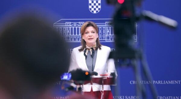 23.01.2024., Zagreb - Na konferenciji za medije odrzanoj u Saboru o temi "Slucajevi korupcije i bezakonja u zdravstvu te zahtjevi premijeru Plenkovicu“ govorila je Karolina Vidovic Kristo.
 Photo: Patrik Macek/PIXSELL