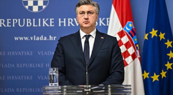 23.1.2024., Zagreb - Predsjednik Vlade RH Andrej Plenkovic na koferenciji za medije nakon sastanka s predsjednikom Vlade Kraljevine Nizozemske Markom Rutteom u Banskim dvorima. Photo: Neva Zganec/PIXSELL