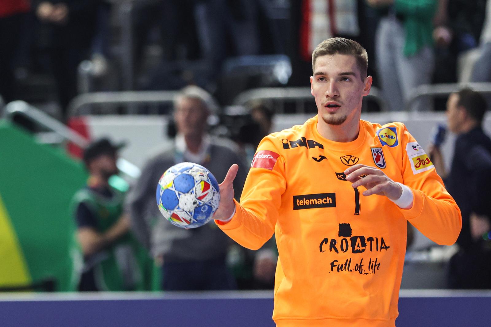 22.01.2024., Lanxess Arena, Koeln, Njemacka - EHF Europsko prvenstvo u rukometu 2024. u Njemackoj. Drugi krug, skupina 1, Njemacka - Hrvatska. Dominik Kuzmanovic Photo: Sanjin Strukic/PIXSELL