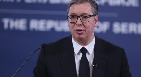 24, December, 2023, Belgrade -  The President of the Republic of Serbia, Aleksandar Vucic, addressed the public in the building of the General Secretariat of the President of the Republic. Aleksandar Vucic.    

24, decembar, 2023, Beograd - Predsednik Republike Srbije Aleksandar Vucic obratio se javnosti u zgradi Generalnog sekretarijata predsednika Republike.     Photo: M.K./ATAImages/PIXSELL