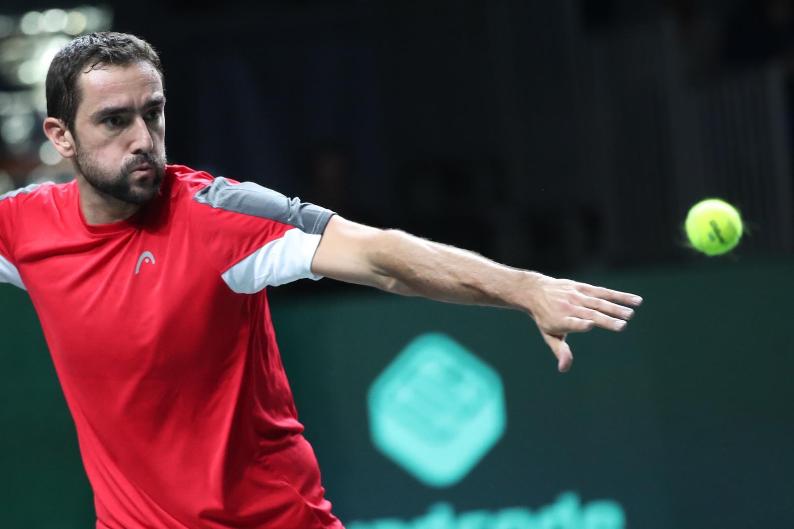 25.11.2022., Malaga - Jose Maria Martin Carpena Arena. Davis Cup by Rakuten. Polufinale, Alex de Minaur - Marin Cilic .  Photo: Sanjin Strukic/PIXSELL