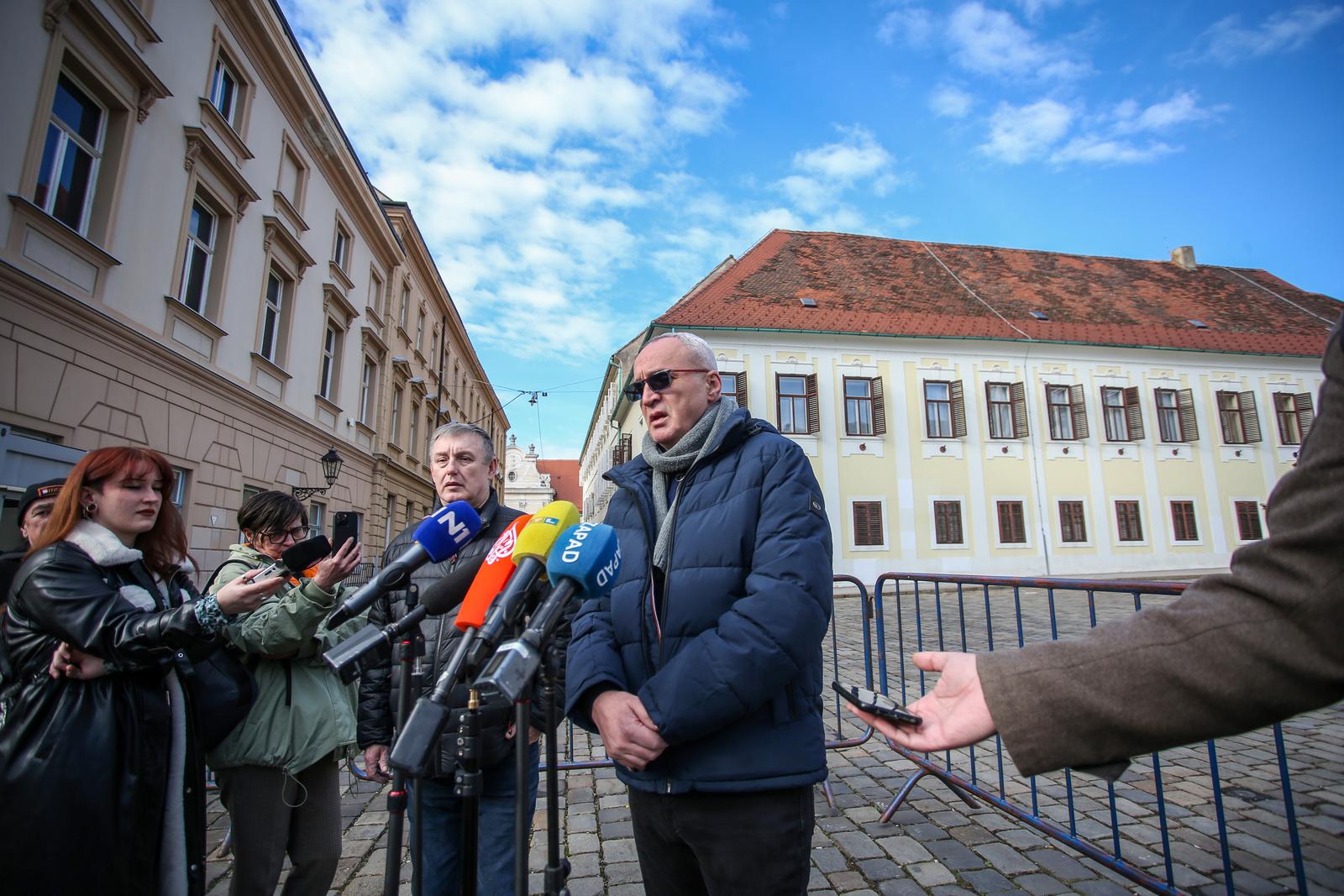 25.01.2024., Zagreb- Press konferencija HND-a povodom prosvijeda LEX AP koji ce se odrzati 31.01.2024. u 11 sati na Trgu Sv. Marka. Na konferenciji su govorili Hrvoje Zovko pred. HND-a i Dusan Miljus predsjednik Zbora sudskih izvjestitelja. Photo: Igor Soban/PIXSELL