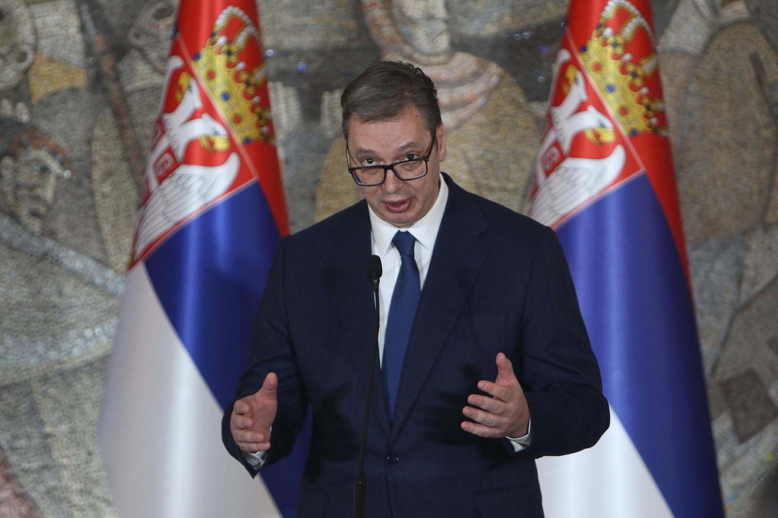27, December, 2023, Belgrade - The ceremony on the occasion of the beginning of the construction of the BIO4 CAMPUS - the new Bioeconomic Center in Europe was held in the Palace of Serbia. Aleksandar Vucic.  

27, decembar, 2023, Beograd - Svecanost povodom pocetka izgradnje BIO4 KAMPUSA – novog Bioekonomskog centra u Evropi odrzana je u Palati Srbija.   Photo: M.K./ATAImages/PIXSELL