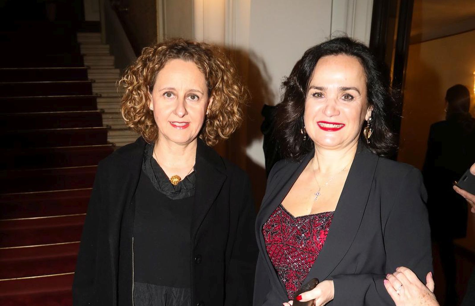28.12.2023., Zagreb - Premijera dramske predstave "Pustolov pred vratima" Milana Begovica u Hrvatskom narodnom kazalistu. ministrica kulture i medija Nina Obuljen Korzinek, intedantica u HNK Iva Hraste Soco Photo: Zeljko Hladika/PIXSELL