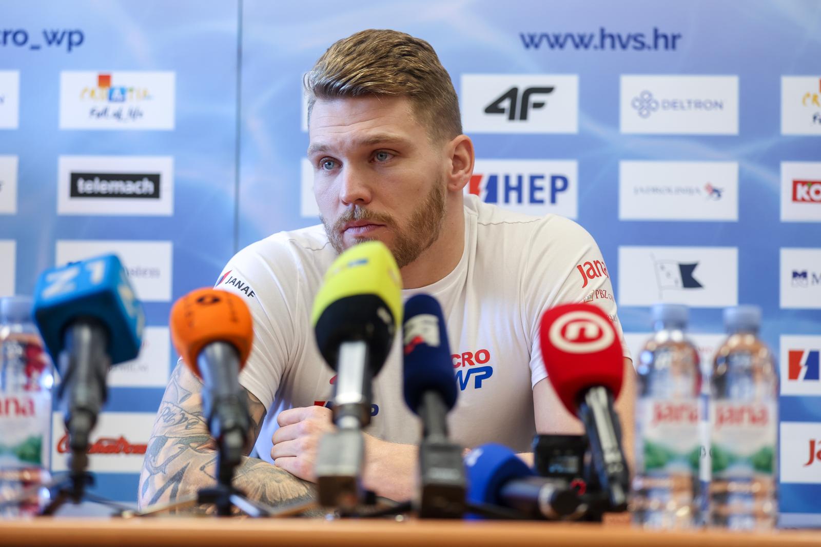 30.01.2024., Zagreb - Konferencija za medije Hrvatske vaterpolo reprezentacije uoci odlazka na Svjetsko prvenstvo u Dohu. Jerko Marinic Kragic. Photo: Igor Kralj/PIXSELL