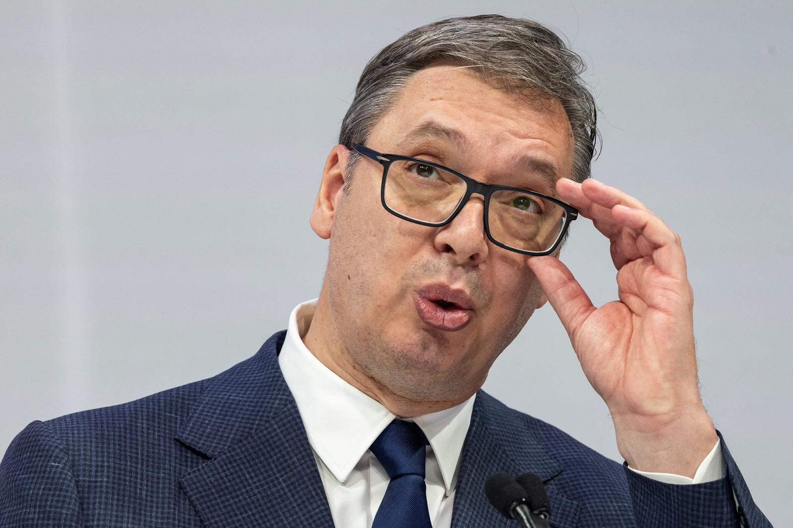 Serbian President Aleksandar Vucic attends a rally of the ruling Serbian Progressive Party (SNS) ahead of parliamentary election, in Kragujevac, Serbia, December 14, 2023. REUTERS/Marko Djurica Photo: MARKO DJURICA/REUTERS