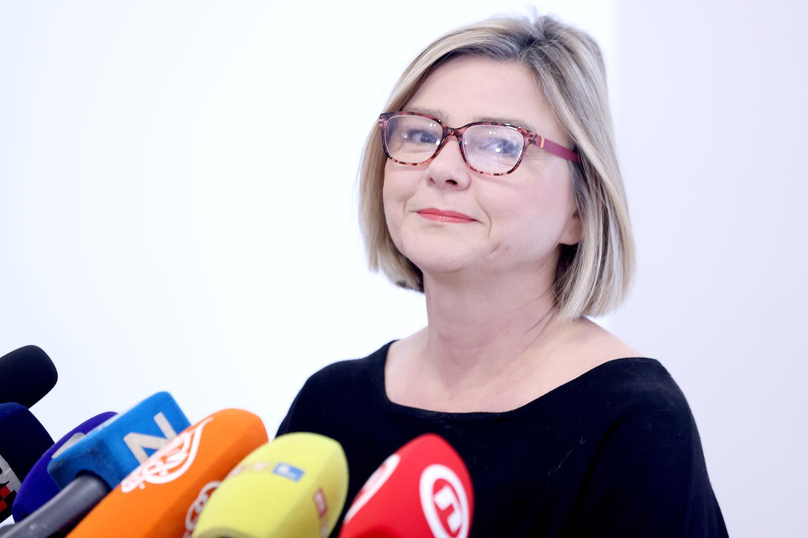 20.02.2024., Zagreb - Na konferenciji za medije odrzanoj u Saboru o aktualnim temama govorila je Sandra Bencic.
 Photo: Patrik Macek/PIXSELL
