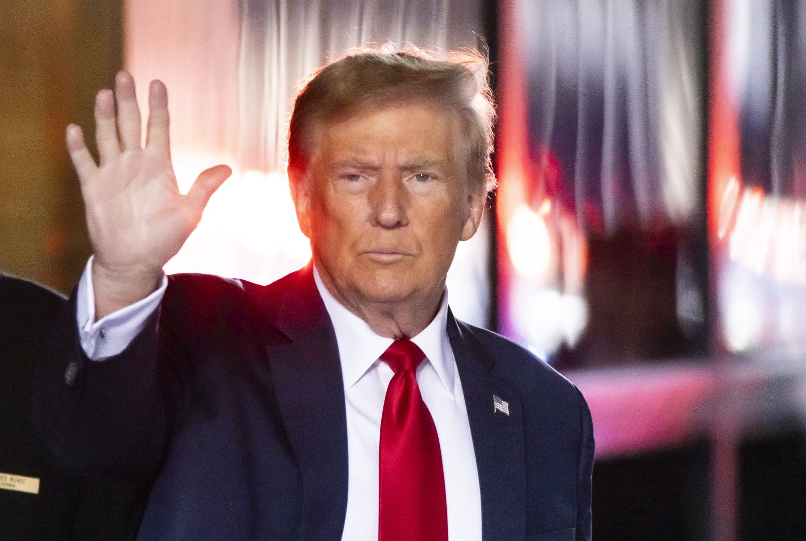epa11154901 Former president Donald J. Trump departs Trump Tower on route to attend a pre-trial conference at a New York courthouse in New York, New York, USA, 15 February 2024. Trump is facing 34 felony counts of falsifying business records related to payments made to adult film star Stormy Daniels during his 2016 presidential campaign.  EPA/JUSTIN LANE