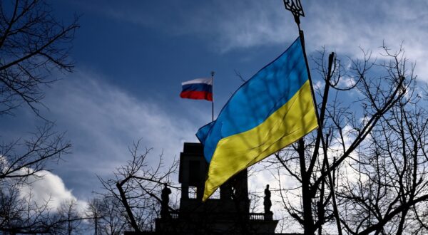 epa11177748 People attend a demonstration in support of Ukraine outside the Russian embassy, on the second anniversary of Russia's invasion of Ukraine, in Berlin, Germany, 24 February 2024. Ukraine on 24 February marks the second year since Russian troops entered its territory, starting a conflict that has provoked destruction and a humanitarian crisis.  EPA/FILIP SINGER
