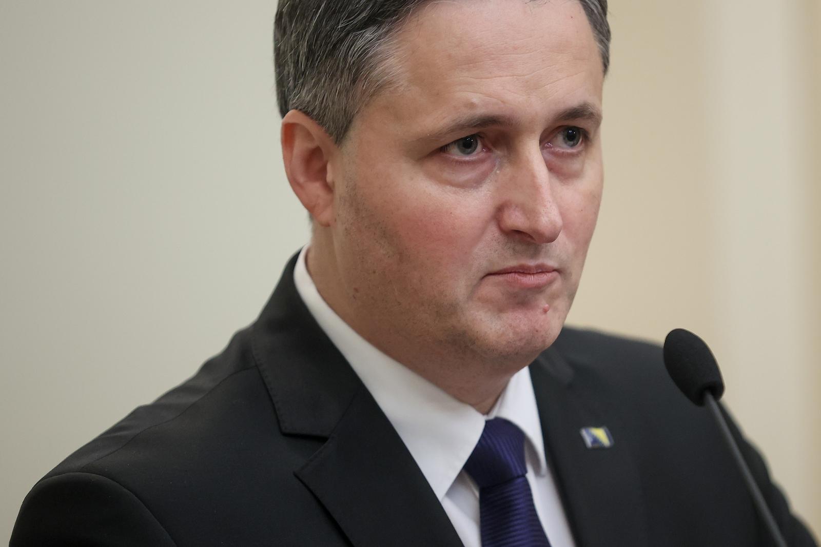 01.02.2024., Sarajevo, Bosna i Hercegovina - Konferencija za medije clana Predsjednistva BiH Denisa Becirovica nakon sastanka sa NATO delegacijom. Photo: Armin Durgut/PIXSELL