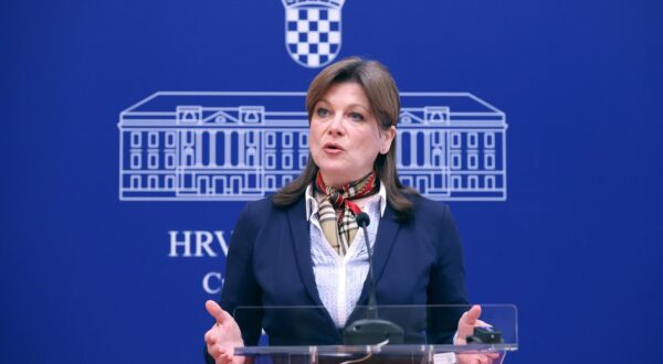 02.02.2024., Zagreb - Na konferenciji za medije odrzanoj u Saboru o temi „Zahtjev Predsjedniku Milanovicu zbog slucaja Ivana Turudica.“ govorila je zastupnica Karolina Vidovic Kristo.
 Photo: Patrik Macek/PIXSELL