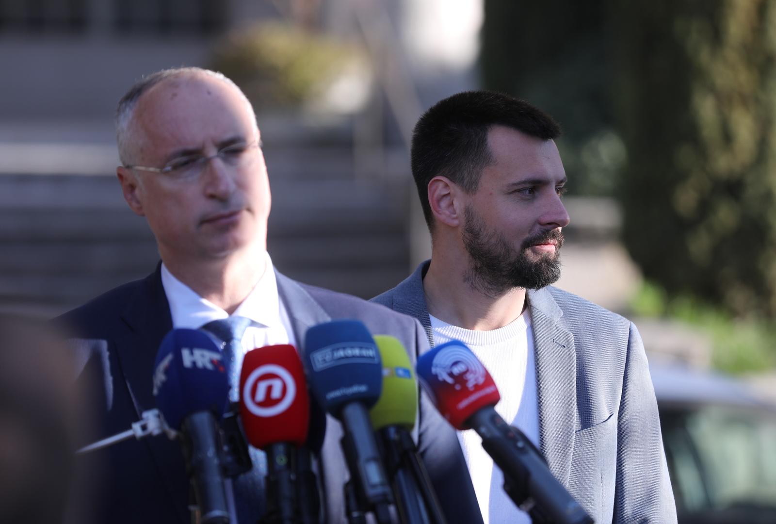 03.02.2024., Split -Gradonacelnik Ivica Puljak i dogradonacelnik Bojan Ivosevic odrzali konferenciju za medije u vezi jucerasnjeg napada na dogradonacelnika. Photo: Ivo Cagalj/PIXSELL