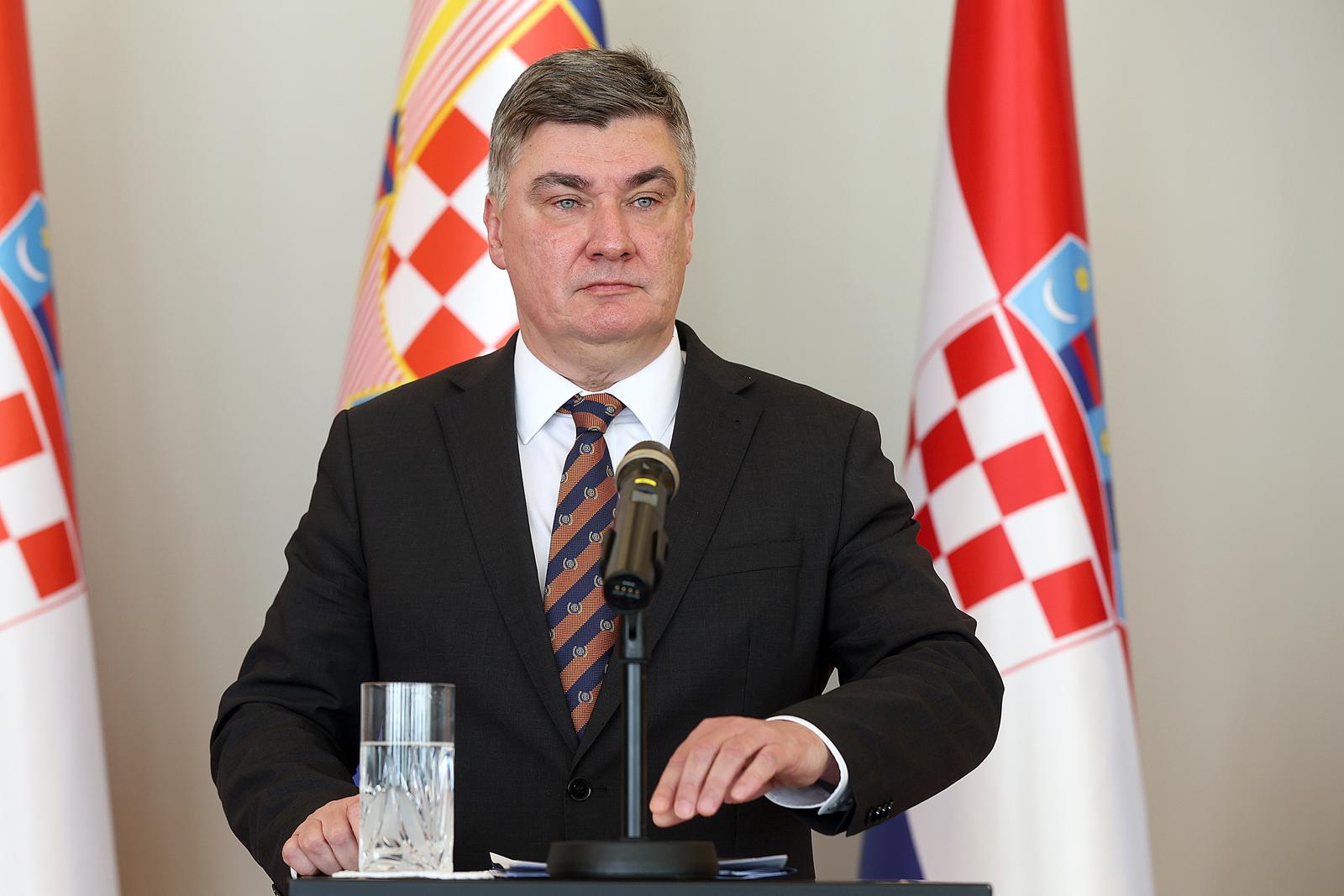 03.02.2024., Zagreb - Izvanredna press konferencija predsjednika Milanovica o Ivanu Turudicu. 

Zoran Milanovic na konferenciji je istaknuo kako Ivan Turudic ne smije postati glavni drzavni tuzitelj.



 Photo: Goran Stanzl/PIXSELL