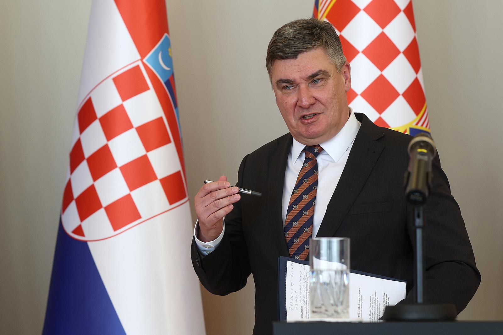 03.02.2024., Zagreb - Izvanredna press konferencija predsjednika Milanovica o Ivanu Turudicu. 

Zoran Milanovic na konferenciji je istaknuo kako Ivan Turudic ne smije postati glavni drzavni tuzitelj.



 Photo: Goran Stanzl/PIXSELL