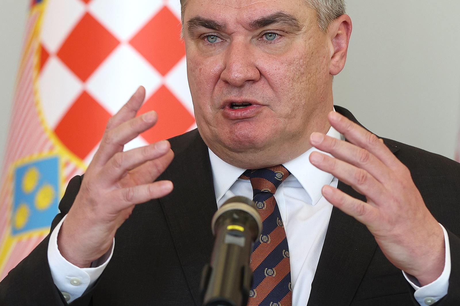 03.02.2024., Zagreb - Izvanredna press konferencija predsjednika Milanovica o Ivanu Turudicu. 

Zoran Milanovic na konferenciji je istaknuo kako Ivan Turudic ne smije postati glavni drzavni tuzitelj.



 Photo: Goran Stanzl/PIXSELL
