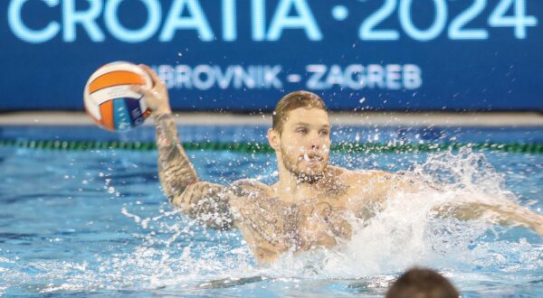 04.01.2024., bazen u Gruzu, Dubrovnik -  Dubrovnik: LEN 36. Europsko prvenstvo u vaterpolu, Divizija 1, skupina A, 1. kolo, Spanjolska - Hrvatska. Jerko Marinic Kragic Photo: Grgo Jelavic/PIXSELL