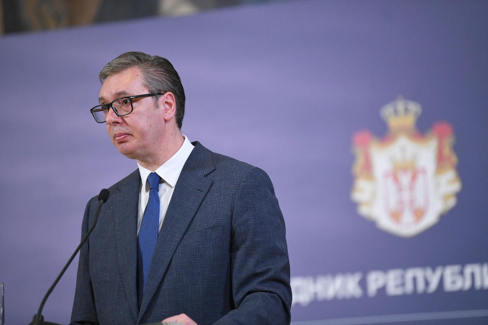 07, February, 2024, Belgrade - Statements for the media by the President of the Republic of Serbia, Aleksandar Vucic, and the German Minister of Defense, Boris Pistorius, after the meeting.  Aleksandar Vucic. Photo: A.H./ATAImages

07, februar, 2024, Beograd - Izjave za medije predsednika Republike Srbije Aleksandra Vucica i nemackog ministra odbrane Borisa Pistorijusa nakon sastanka. Photo: A.H./ATAImages Photo: A.H./ATAImages/PIXSELL