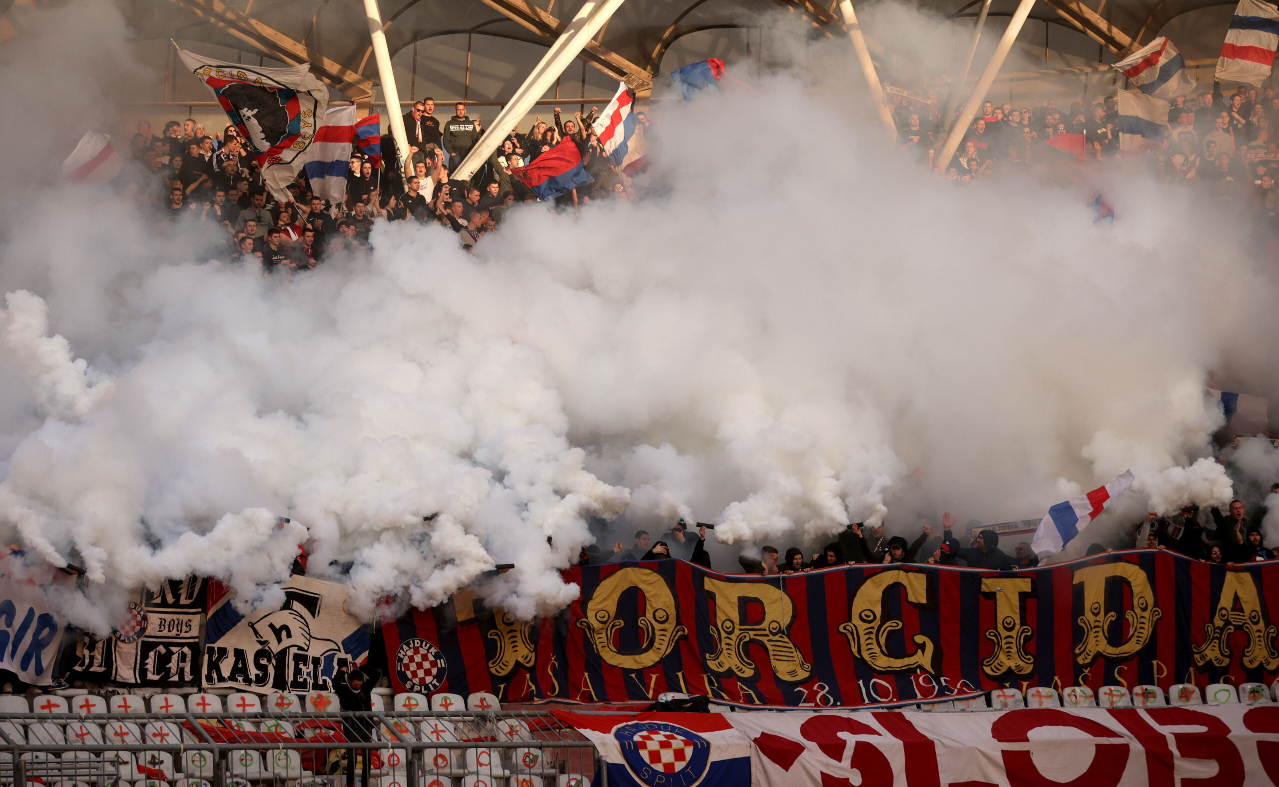 11.02.2024., stadion Poljud, Split - SuperSport HNL, 22. kolo, HNK Hajduk - NK Slaven Belupo. Torcida Photo: Zvonimir Barisin/PIXSELL
