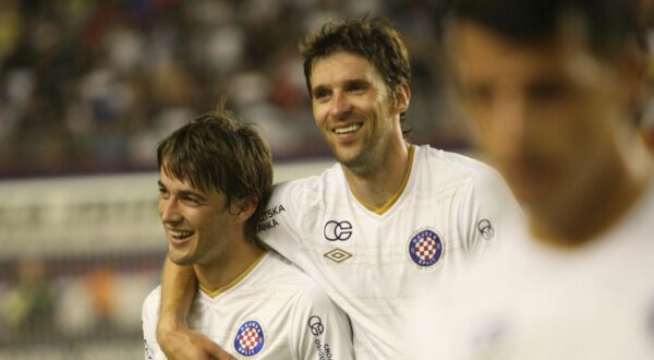 19.07.2011., Poljud, Split - 1. HNL, 1. kolo,  Hajduk Split - HNK Sibenik. r"nHrvoje Vejic i Ante Vukusic na kraju utakmice.r"nPhoto: Ivo Cagalj/PIXSELL