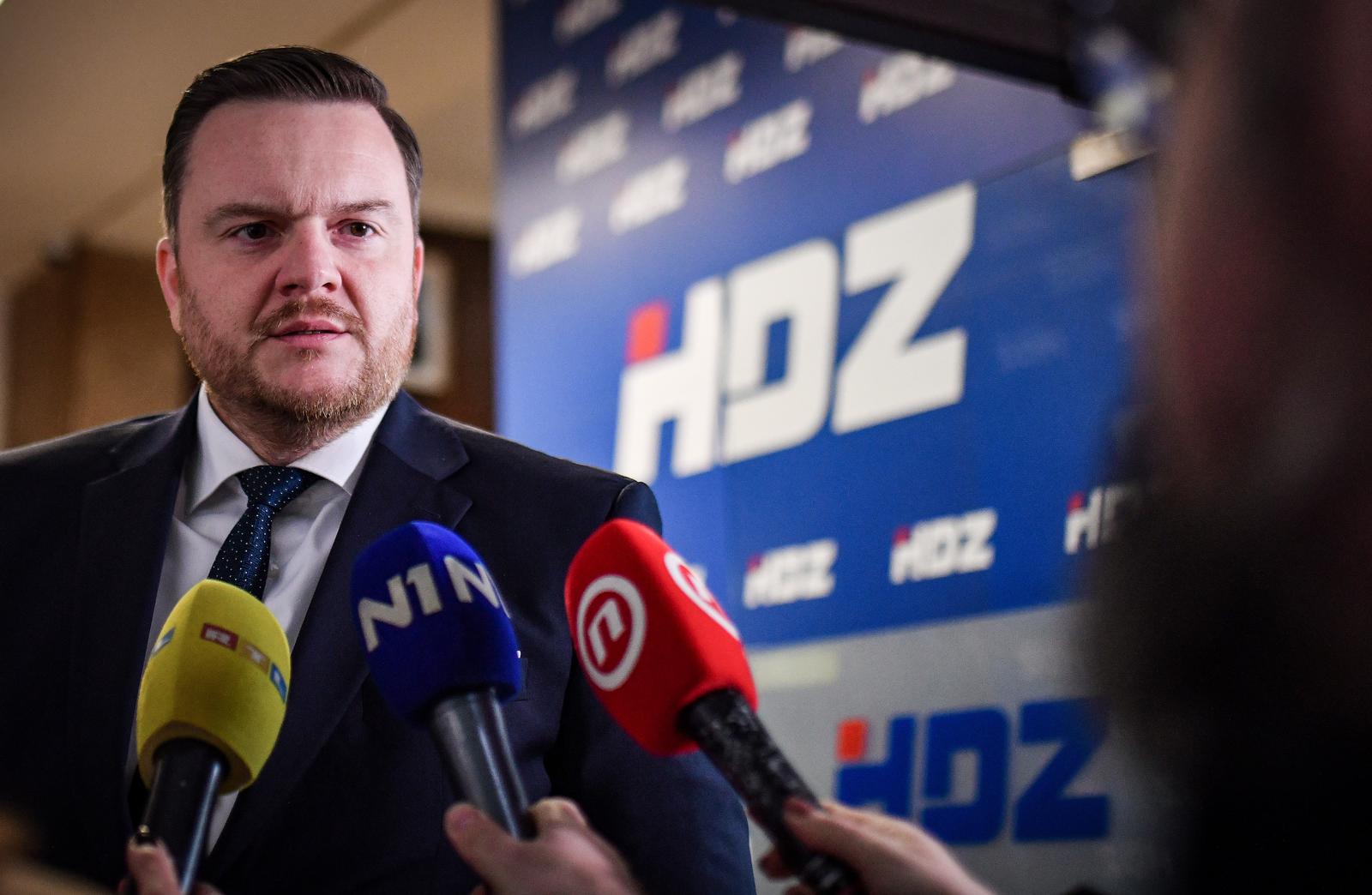 12.02.2024., Zagreb - Marko Primorac dao je izjavu medijima uoci pocetka sastanka sireg Predsjednistva HDZ-a u sredistu Gradskog odbora HDZ-a Grada Zagreba u Gundulicevoj ulici. Photo: Josip Regovic/PIXSELL