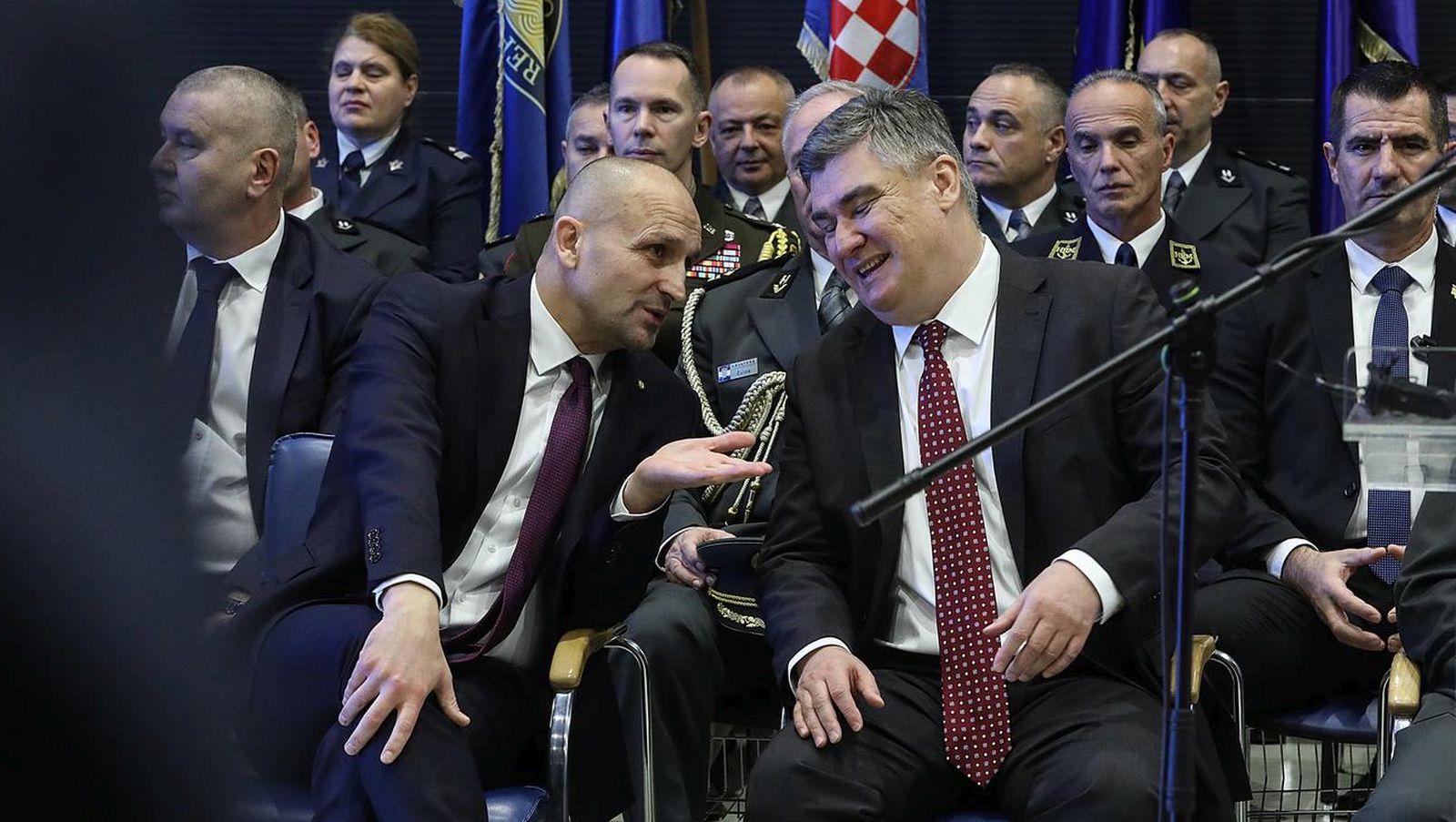 12.12.2023.,Zagreb, Pleso, vojarna Pukovnik Marko Živkovic. Predsjednik Republike i vrhovni zapovjednik Oruzanih snaga Republike Hrvatske Zoran Milanovic,te ministar Obrane RH Ivan Anusic sudjelovali  na proslavi 32. obljetnice osnutka Hrvatskoga ratnog zrakoplovstva, kojom prilikom su dodjeljena odlikovanja i priznanja, djelatnicima RZ a
  Photo: Robert Anic/PIXSELL
