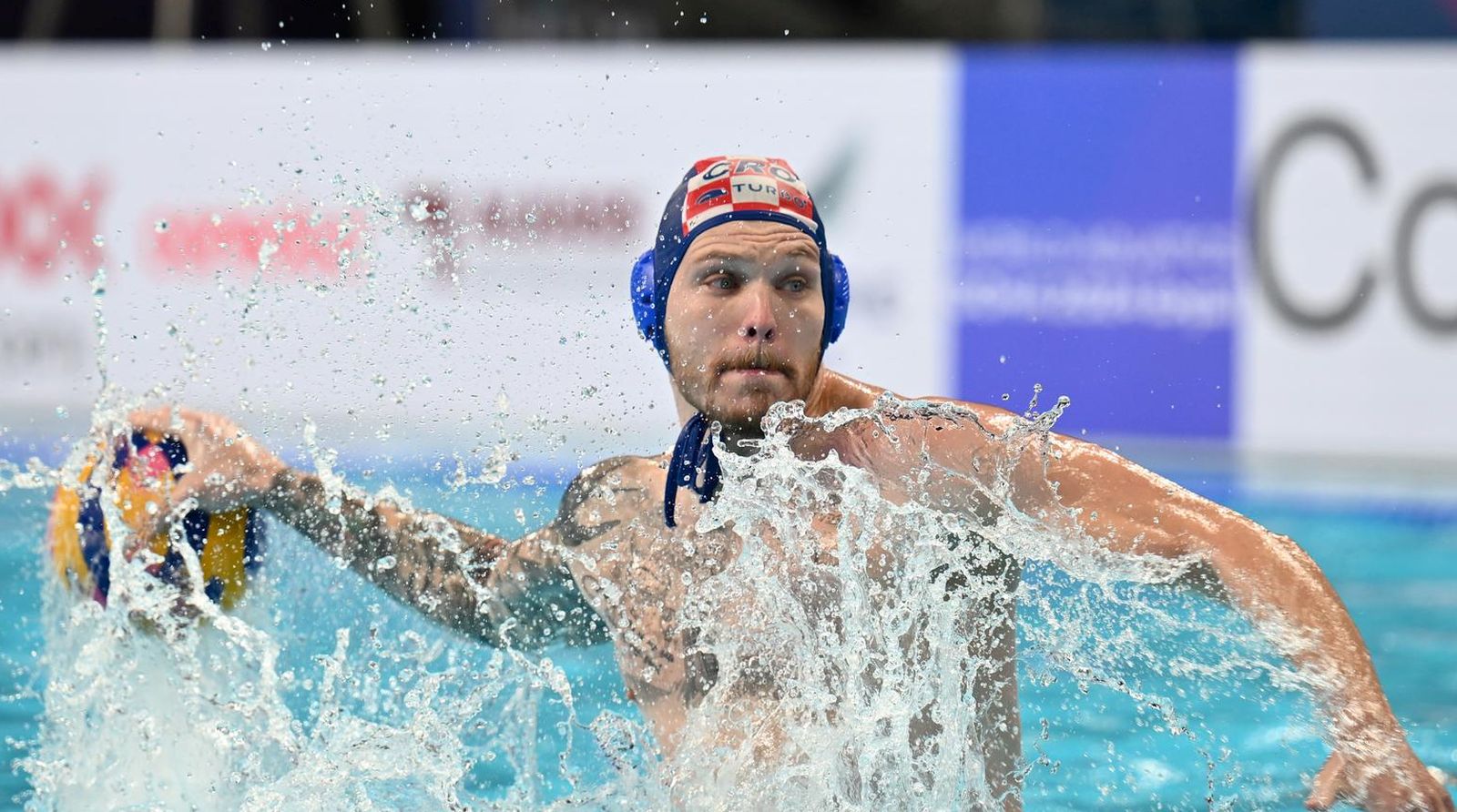 13.02.2024., Aspire Dome, Doha, Katar - Svjetsko prvenstvo u vaterpolu, cetvrtfinale, Srbija - Hrvatska. Jerko Marinic Kragic Photo: David Damnjanovic/PIXSELL
