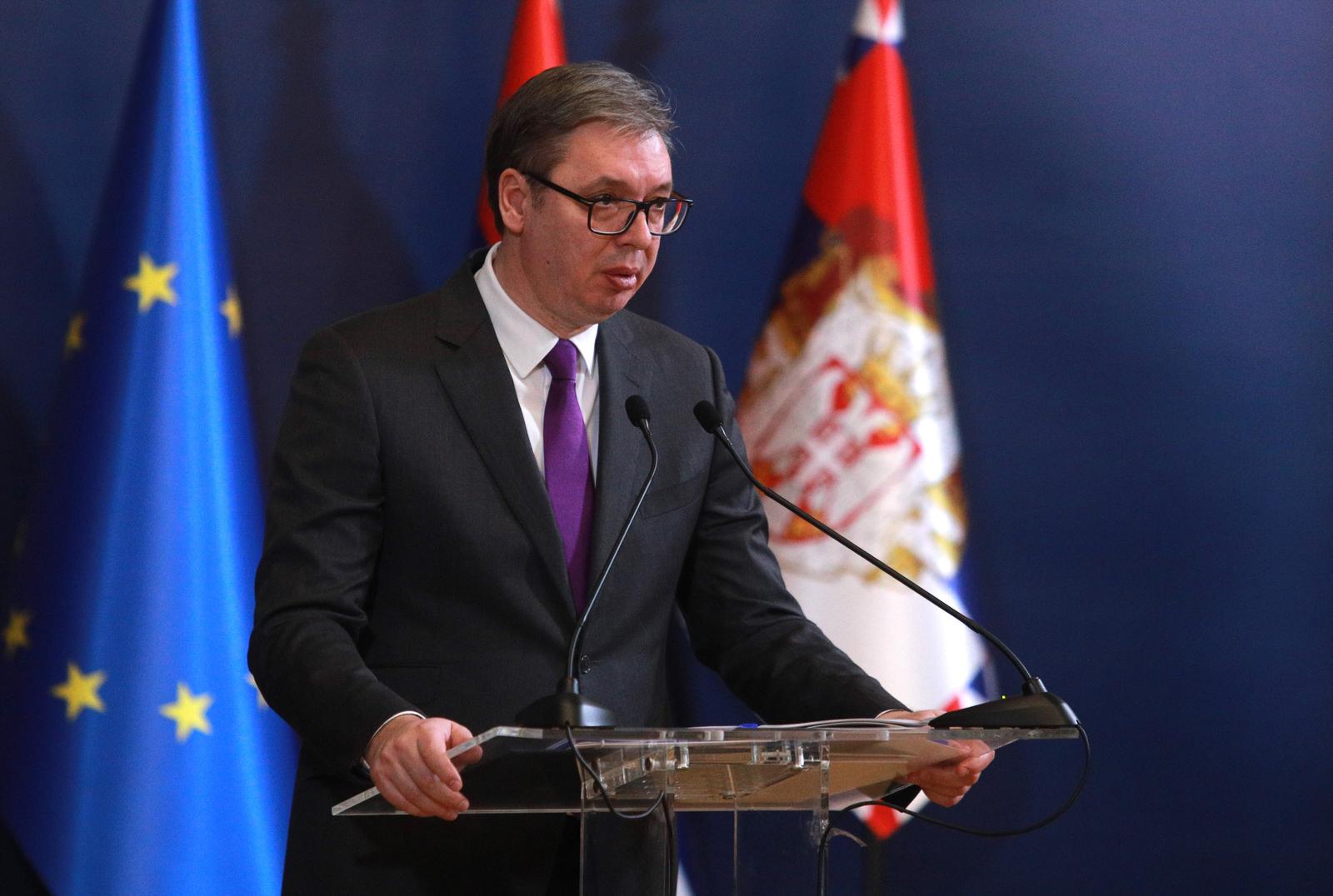 15, January, 2024, Belgrade -A meeting of Serbian President Aleksandar Vucic with representatives of the Association and parents of children suffering from rare diseases was held in the Presidency, and then New Year's packages were awarded to children suffering from rare diseases. Aleksandar Vucic. Photo: Milos Tesic/ATAImages

15, januar, 2024, Beograd - U Predsednistvu je odrzan sastanak predsednika Srbije Aleksandra Vucica sa predstavnicima Udruzenja i roditelja dece obolele od retkih bolesti, a potom su dodeljeni novogodisnji paketici deci oboleloj od retkih bolesti. Photo: Milos Tesic/ATAImages Photo: Milos Tesic/ATA Images/PIXSELL