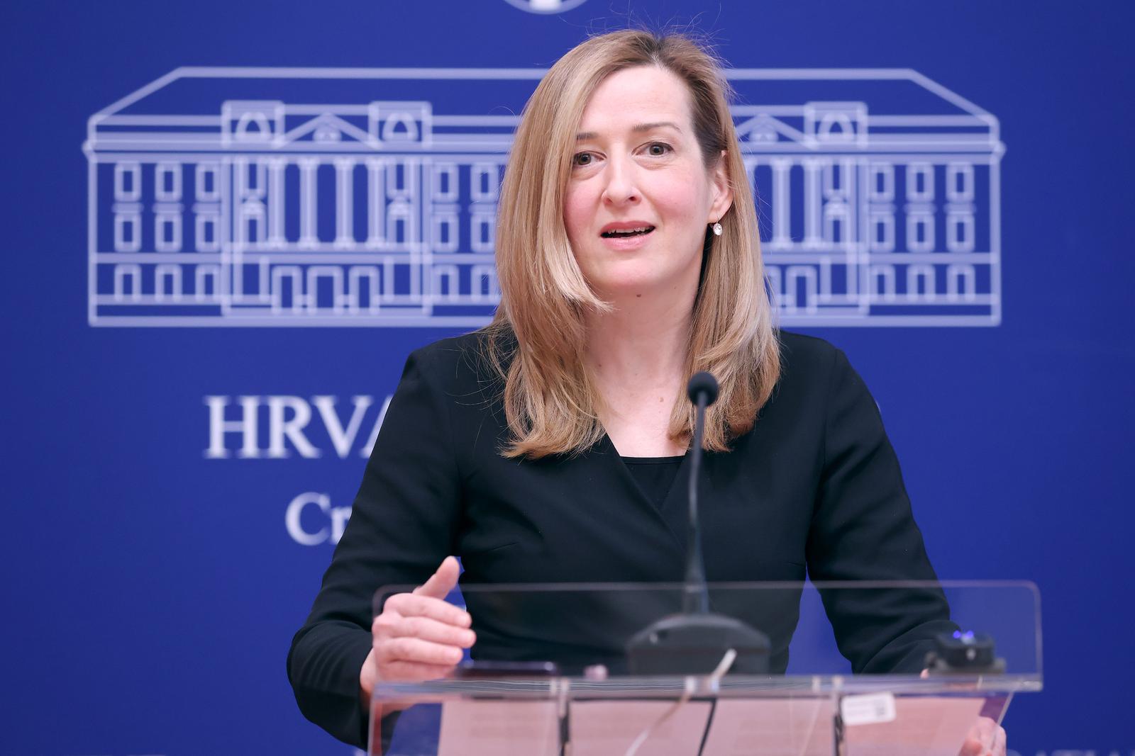 16.01.2024., Zagreb - Na konferenciji za medije odrzanoj u Saboru o aktualnim temama govorila je Mirela Ahmetovic.
 Photo: Patrik Macek/PIXSELL