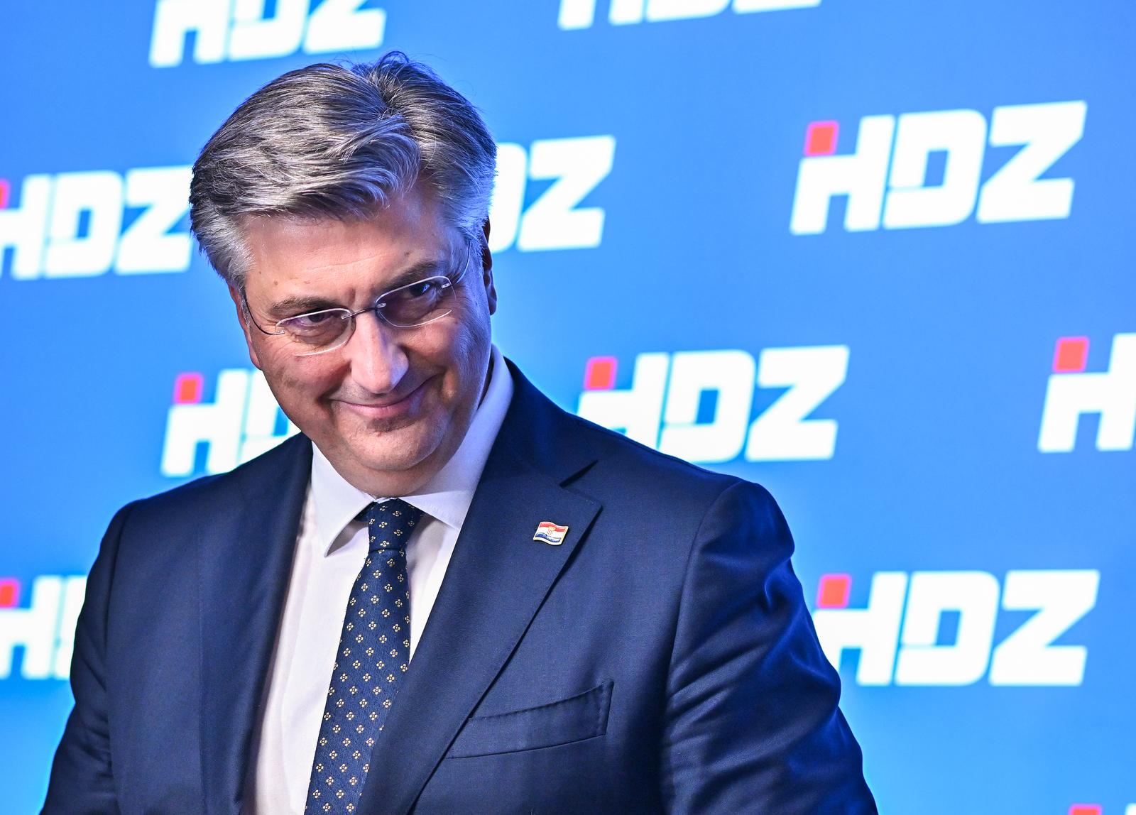 19.2.2024., Zagreb - Premijer Andrej Plenkovic dao je izjavu za medije nakon sjednice sireg Predsjednistva HDZ-a. Photo: Neva Zganec/PIXSELL