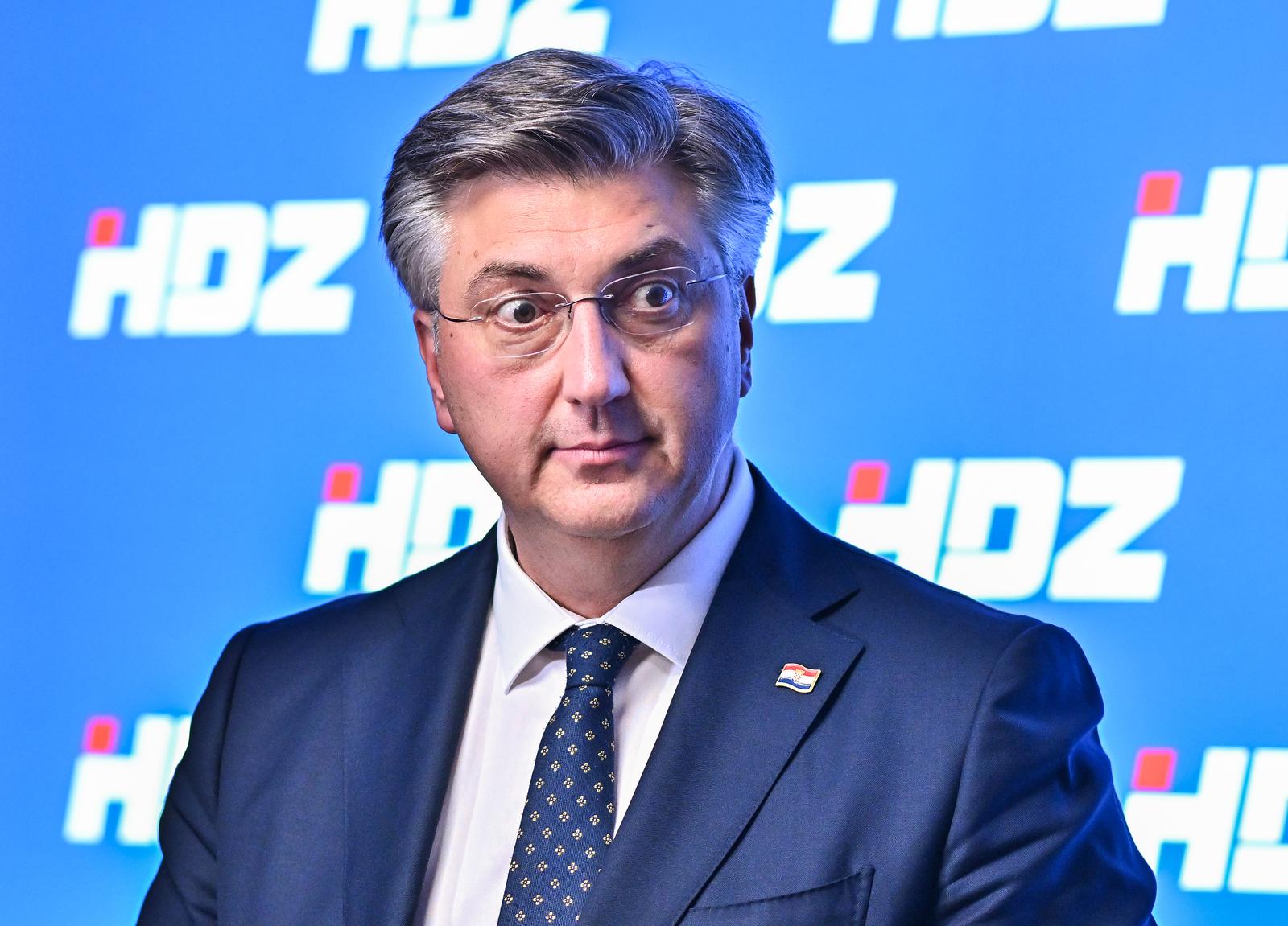 19.2.2024., Zagreb - Premijer Andrej Plenkovic dao je izjavu za medije nakon sjednice sireg Predsjednistva HDZ-a. Photo: Neva Zganec/PIXSELL