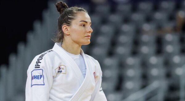 19.08.2023., Arena Zagreb, Zagreb - IJF World Judo Tour Zagreb Grand Prix 2023. Druga runda, zene do 70 kilograma. Barbara Matic, bijeli (Hrvatska) - Ebony Drysdale Daley, plavi (Jamajka). Photo: Luka Stanzl/PIXSELL
